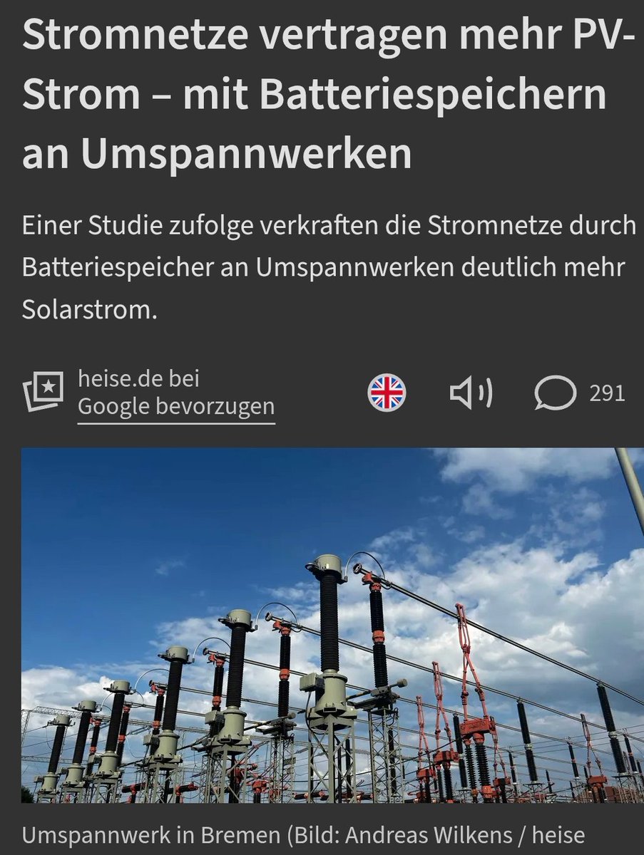 solarpapst's tweet photo. #Batteriespeicher an Umspannwerken bieten dem deutschen Stromnetz erhebliche Reserven für den Photovoltaikausbau: Bis zu 150 Gigawatt (GW) zusätzlicher Leistung wären möglich – mehr als die derzeit installierte PV-Nennleistung von 130 GW in Deutschland https://t.co/3sdqemkcGd
