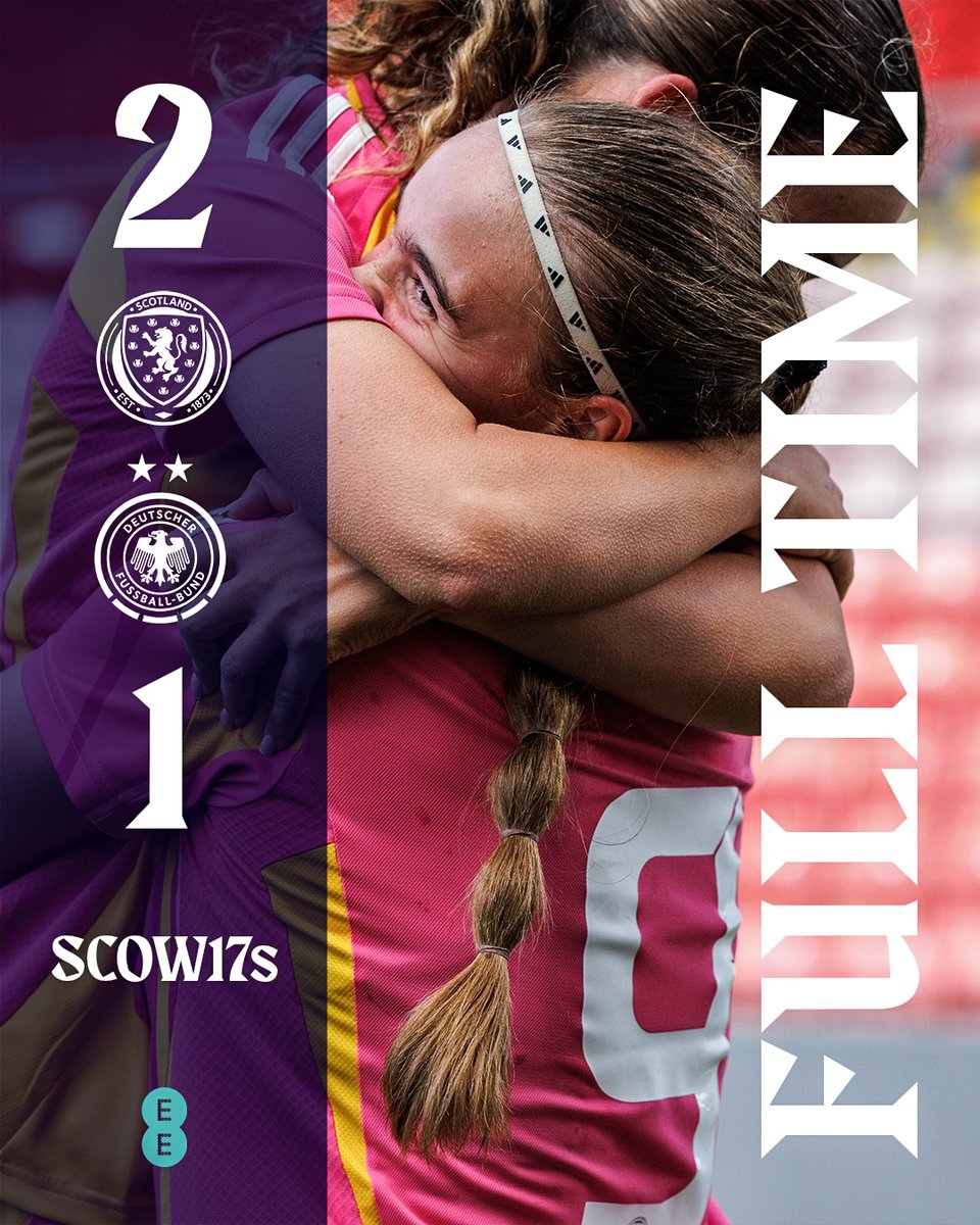 ScotlandNT's tweet photo. #SCOW17s | FULL TIME: Scotland 2-1 Germany. 

Lucy Jane Hope's first-half double seals an impressive win for our Women's Under-17s against Germany this afternoon 👏

#YoungTeam https://t.co/h8IJ74870A