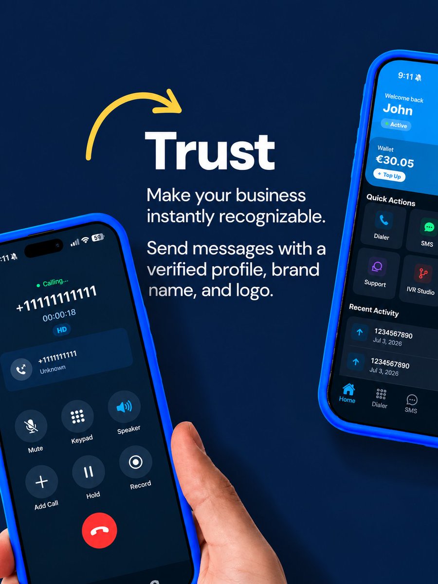 Skytelecom_x's tweet photo. Make your business easily recognizable with Skytelecom. 📱✓

Help customers instantly identify your messages with verified sender messaging.

Be recognized. Be trusted.

#Skytelecom #VerifiedSender #BusinessMessaging #SMSAPI https://t.co/YKYSrEzDqL
