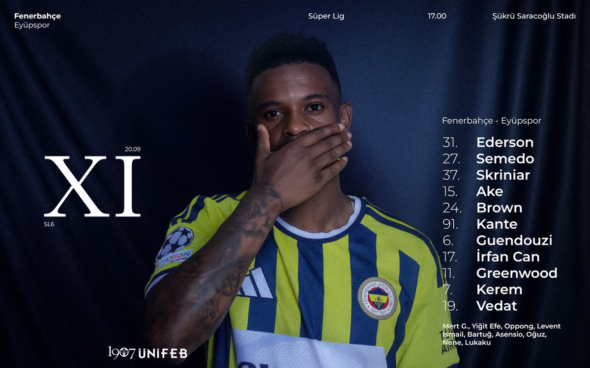1907unifeb's tweet photo. FENERBAHÇEMİZİN İLK 11’İ! https://t.co/NvOfNz0YzJ