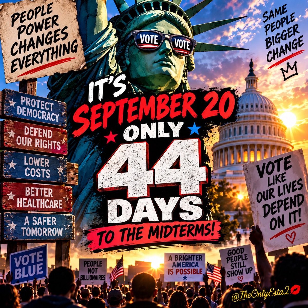 TheOnlyEsta2's tweet photo. 44 Days Left yall‼️
VOTE BLUE‼️🗳️💙 https://t.co/zSe48kU7lS
