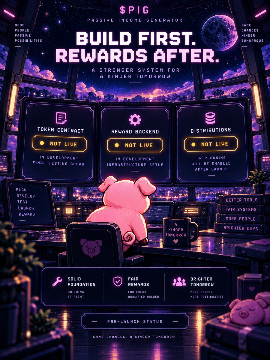 pigcoin_fun's tweet photo. The Token Is Not Live Yet—And That Matters. 🛠️

$PIG’s Contract And Reward Backend Are Still Planned, So There Is No Live Purchase Path Or Active Distribution Stream Yet.

Build The System First. Let The Rewards Come After. https://t.co/BT7QwQoTV8