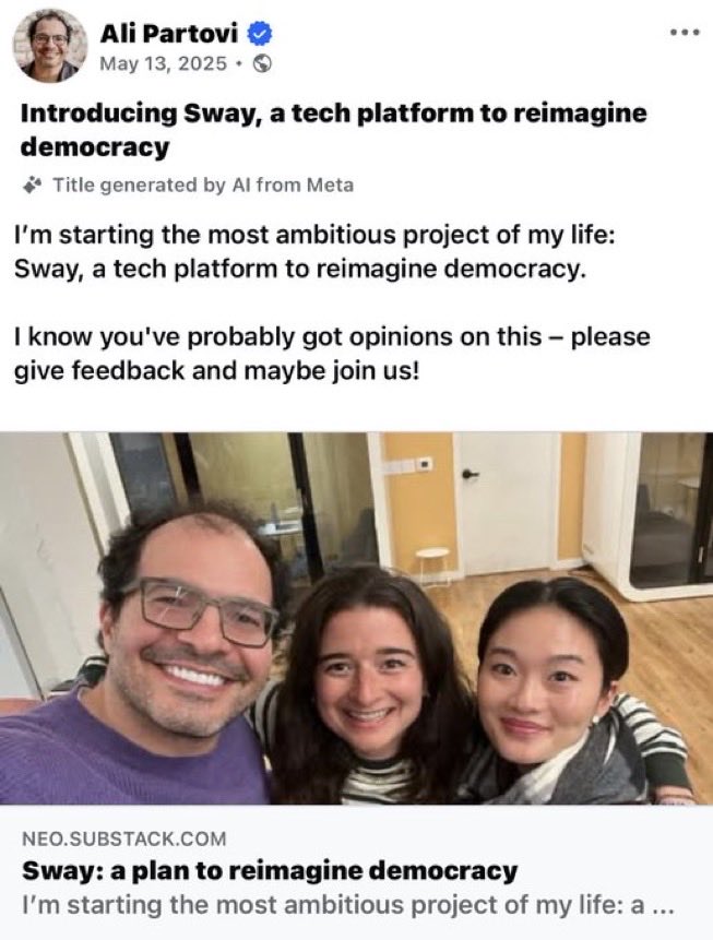 LauraLoomer's tweet photo. Today, Marjorie Traitor Greene posted a video of herself asking her followers to use a GOTV app called SWAY with her promo code so she can make money. 

As I previously reported, SWAY was founded by an Iranian immigrant named @apartovi who appears to lean left. 

Why is MTG partnered with an Iranian whose app wants to “reimagine democracy”? She once attacked me online when I previously exposed this, and she profusely said she wasn’t getting paid. 

If she isn’t getting paid by Sway, why does she have a tracking link that ends with her initials? That’s called an affiliate link. It’s used to track payouts for commissions. You can see the link at the end of her tweet. 

Is MTG taking money from an Iranian who developed an app to influence America’s elections?

@mtgreenee has sold our country out. She cries about Israel and claims Israel is interfering in our elections, but she’s working with an app founded by an Iranian to influence our elections. 

You can’t trust a word that comes out of MTG’s mouth. 

Remember this the next time she badmouths President Trump’s attacks on the Islamic regime in Iran. 

She’s compromised.