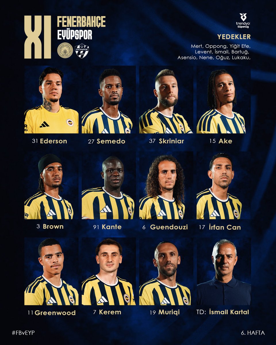 SporBay's tweet photo. 🅱️ Fenerbahçenin Eyüpspor karşısındaki ilk 11’i belli oldu. https://t.co/qRrip3KFS6