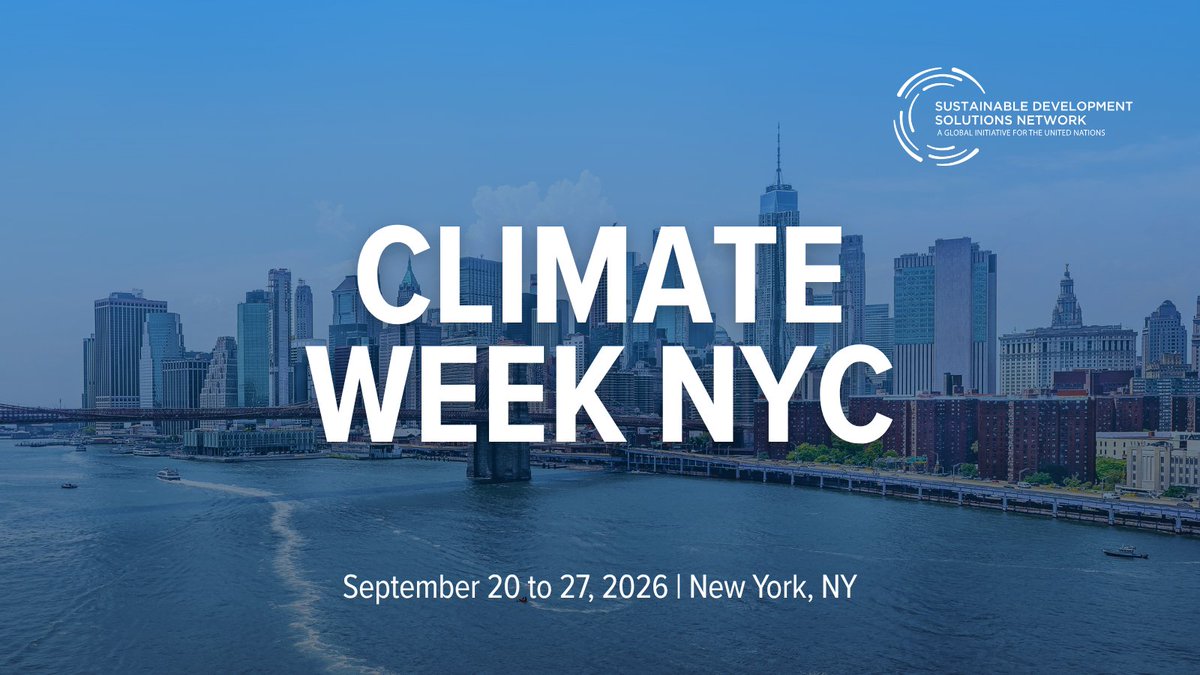UNSDSN's tweet photo. π Today is the first day of Climate Week NYC!
Throughout the week, the @UNSDSN will host a series of high-level events to discuss today's most pressing environmental challenges.
π Learn more: https://t.co/qPNqLmXdnm
#ClimateWeekNYC #SDSNatClimateWeek https://t.co/gzS0xq5tCA