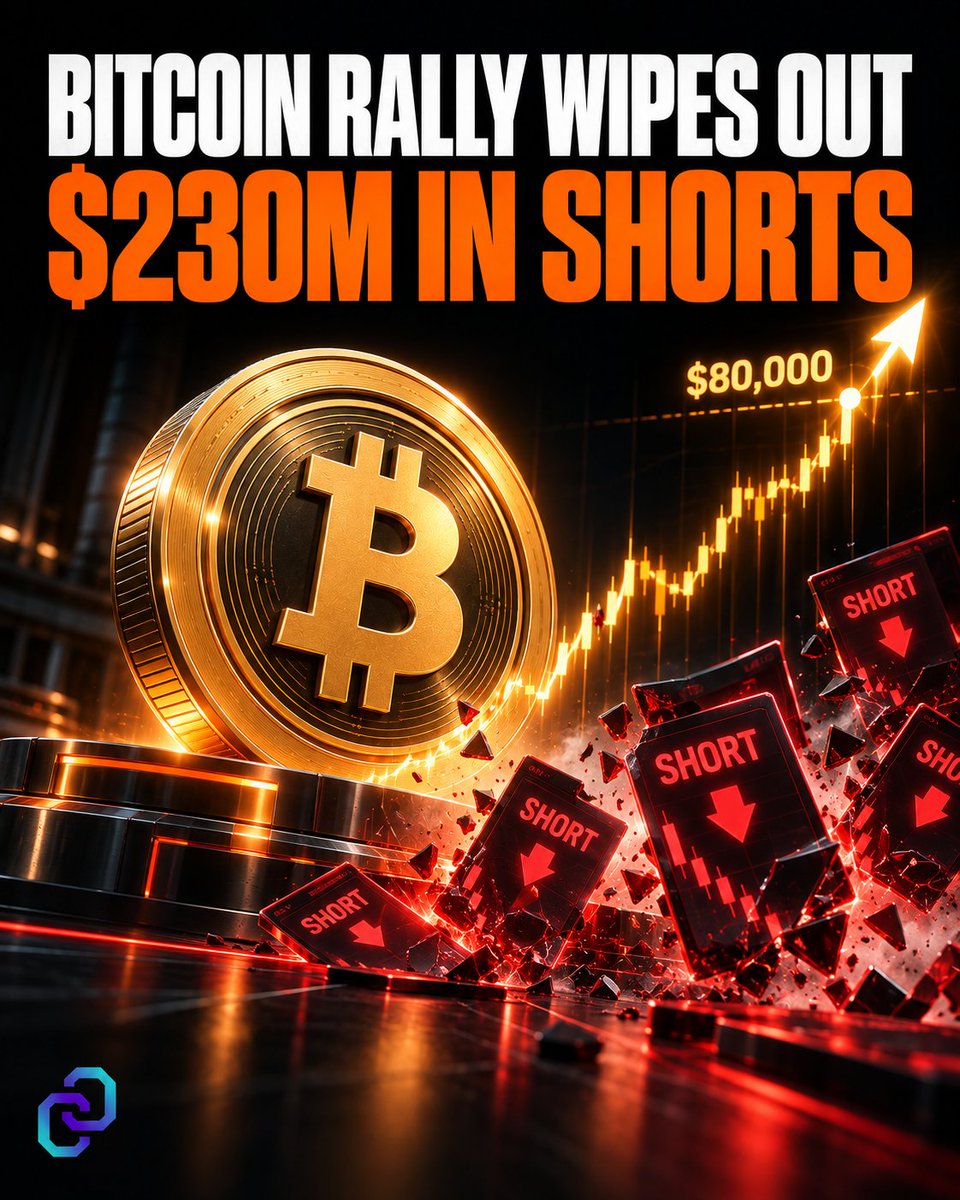 ChainReporterHQ's tweet photo. Bitcoin’s return above $80,000 liquidated more than $230 million in short positions—trades betting that its price would fall.
#Bitcoin #CryptoMarket https://t.co/JQbDw4DNc7