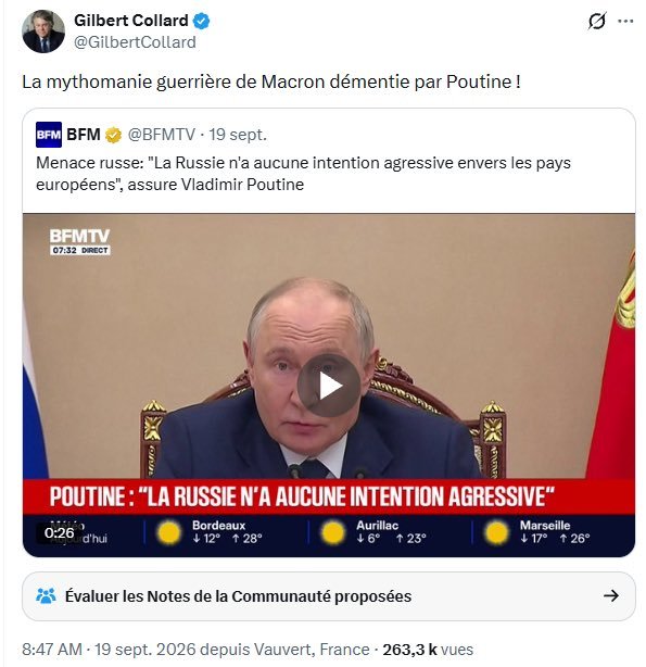 Nain_Portekoi's tweet photo. Bonjour @GilbertCollard juste une question : le Vladimir Poutine qui dit qu'il n'a aucune intention agressive envers les pays européens, c'est le même qui disait qu'il n'allait pas envahir l'Ukraine ?
Ou c'est un homonyme ? https://t.co/BLA9D3xLUg