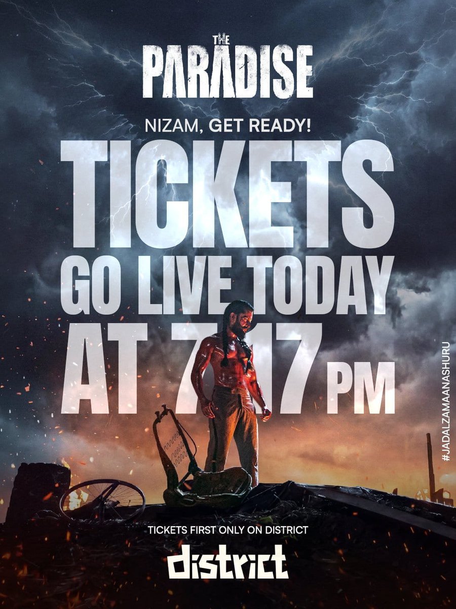 Filmy_Today's tweet photo. #TheParadise 30 TICKETS GIVEAWAY 🔥🔥 

Follow @Filmy_Today 
Retweet and Comment your area showtime 

Winners Selected Randomly 👍 Natural Star #Nani https://t.co/koyHuBwItQ
