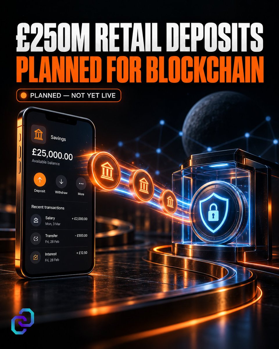 ChainReporterHQ's tweet photo. Monument Bank plans to tokenize up to £250 million of retail customer deposits on the Midnight blockchain.
#Tokenization #DigitalBanking https://t.co/Qt1vVmNkN1