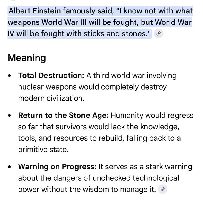 JSilverSurfur's tweet photo. Einstein skipped WW3 but gave prediction about World War 4 https://t.co/OxU50P1wCr