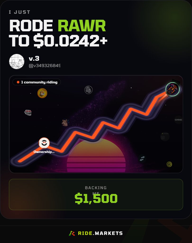 v349326849's tweet photo. Just made my ride on @ridemarkets 🎯 $RAWR

In DINO tokens i trust! 
https://t.co/I5DxHGS6zY https://t.co/HZf15ynbql