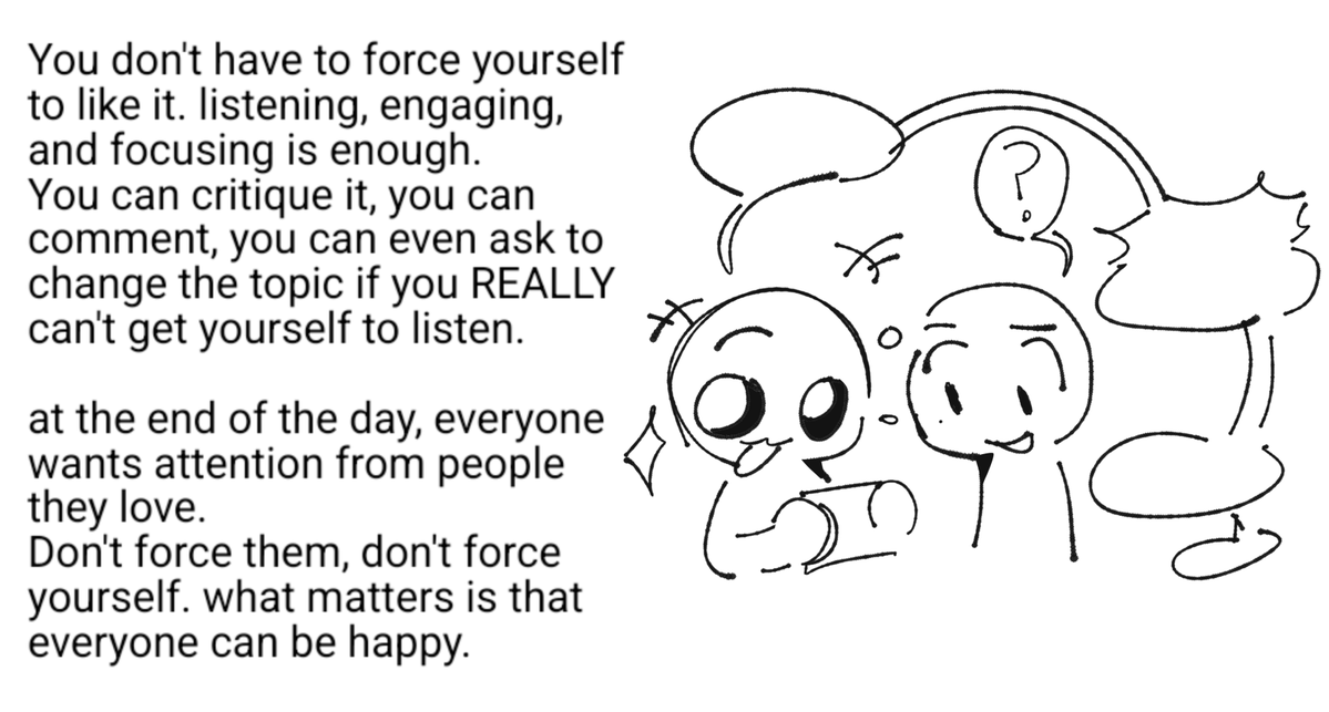 NTM347's tweet photo. I fear not many people may read this but that's okay I just wanted to put my two cents to the discourse I've been seeing on tl

at the end of the day, you're friends. you feel comfortable and seen with a friend, you feel happy. if both of you can be happy, that's enough https://t.co/RT4PfEjsKb