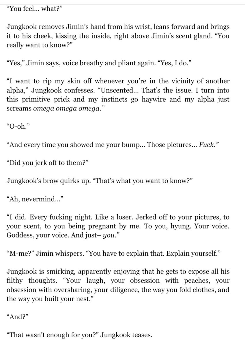 alittleether's tweet photo. Every dirty filthy secret is aired out in ch 4 btw 😌

This smut scene is alr 6k long and Jungkook is still fully clothed 💀 so for now enjoy a glimpse into the very much drawn out foreplay kskssk; they talk A LOT &amp; I am dialogue maxxing 🤪

(Slight 🔞) https://t.co/5rxFb4UaeN