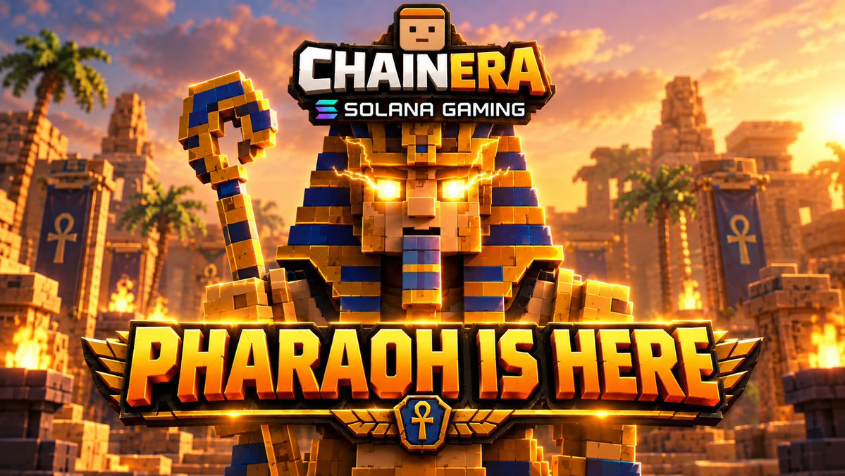 playchainera's tweet photo. 👑 Pharaoh boss is here

With this update we also added parties, guilds, and voice chat.

Squad up with your guild or party, talk in voice, and hit the portal.

The boss respawns every hour.

Kill Pharaoh now while rates are still high:
• Bone — 100% (50–100)
• Cactus — 100% (200–250)
• Anubis Mount — 1%
• Golden Sphinx Mount — 1%
• Pharaoh Crown — 2%
• Pharaoh Mask — 2%
• Anubis Helm — 2%
• Pharaoh Robe — 2%
• Pharaoh Kilt — 2%
• Scarab Wings — 2%
• Divine Osirian Beard — 2%
• Eye of Horus Monocle — 2%
• Horus Falcon Helm — 2%
• Cursed Mummy Wraps — 2%
• Cursed Mummy Leggings — 2%
• Ra's Solar Cloak — 2%

Full party wipe = loot despawns.

How to play: https://t.co/6q8KNXyOCQ
Play now: https://t.co/0Ikq9J1fHj