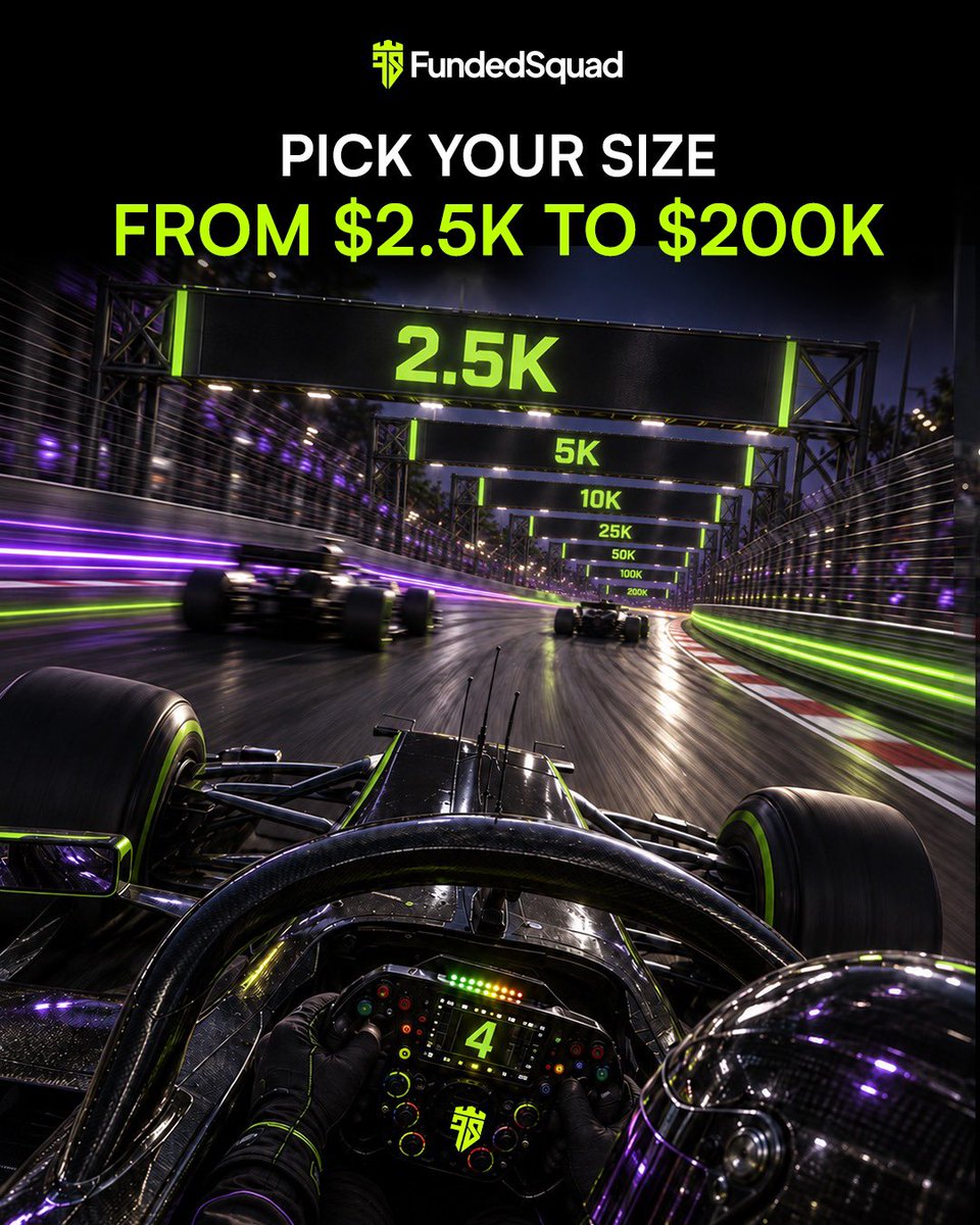 Mohit_fx07's tweet photo. Your account. Your size. Your race. 🏁

From $2.5K to $200K — pick your size and hit the track.

Instant Flex starts at just $69. 💚💜

🔥 Ready to level up your trading?

Use code MOHITFX for 62% off

FundedSquad Choose. Trade. Scale. https://t.co/8RlvJRVYyG