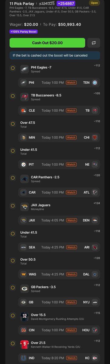Bambino_Bets's tweet photo. $20 into $50,000

We went 20-0 in baseball, can we do half that today? https://t.co/kLUNpvFaG7