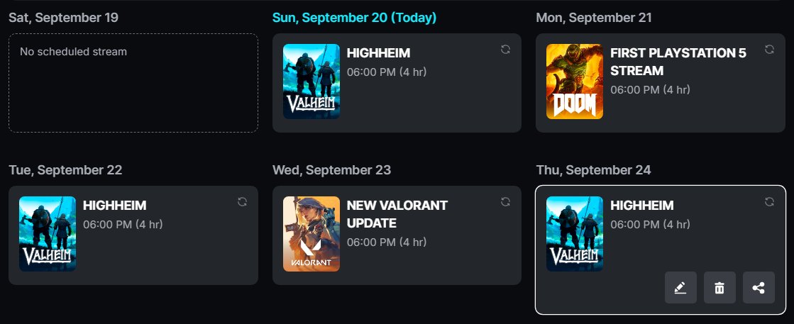highfivelol's tweet photo. This week's Kick schedule, starting in 2 hours https://t.co/eIuSHqYVr0