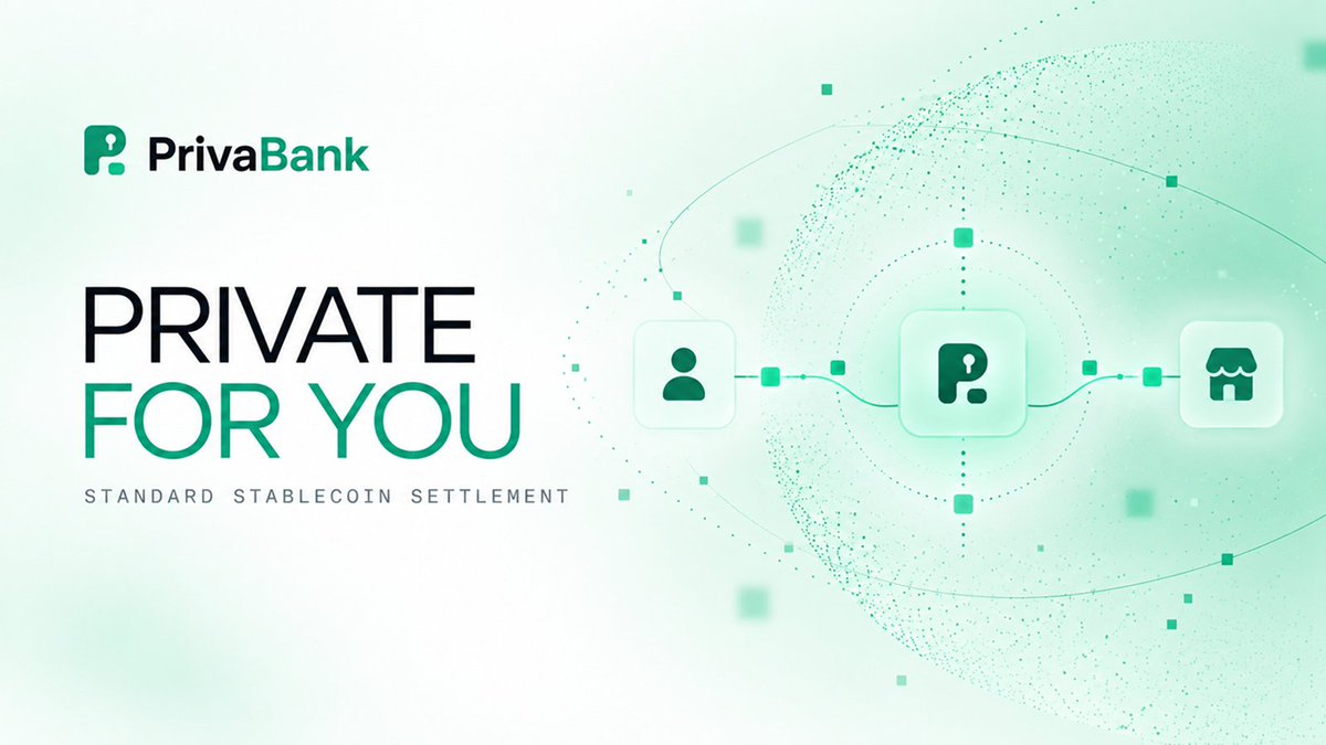 PrivaBank's tweet photo. Private for you. Usable for them.

PrivaBank keeps the payer side private while merchants receive standard stablecoin settlement.

No need for the merchant to see your wallet balance or underlying account.

Your privacy stays yours.
Their settlement stays simple. https://t.co/CNH7fER8sr