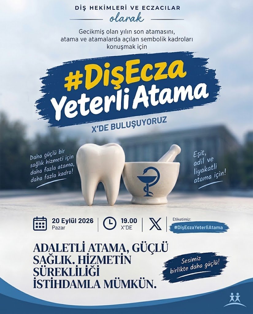 tibbiyelisozluk's tweet photo. Afişteki etiket detayları ile 20 Eylül 2026 Pazar günü Saat 19.00 da X deyiz. Tüm tıp hekimi,diş hekimi ve eczacıların katılımlarını ve desteğini bekliyoruz.. 

#DişEczaYeterliAtama

@dishekdayanisma @TEKsendika https://t.co/nxh1gfcBUL