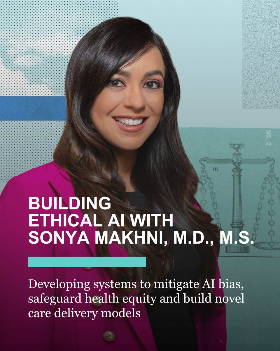 MayoClinic's tweet photo. Sonya Makhni, M.D., M.S., is helping develop systems that mitigate AI bias, safeguard health equity and give clinicians tools they can understand and trust. 

Learn how responsible AI can help shape the future of patient care: https://t.co/lILbrqCASL https://t.co/N22OjUn4Hy