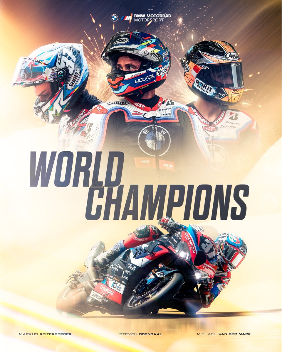 BMWMotorradMoSp's tweet photo. YEEEEESS!

First European manufacturer to win the world title in @FIM_EWC 🤩

Big congrats, @BMWMotorradEWC , @MReiterberger28, @mickeyvdmark and @ODEND44L 🙌🏼 https://t.co/FOowPNk26f