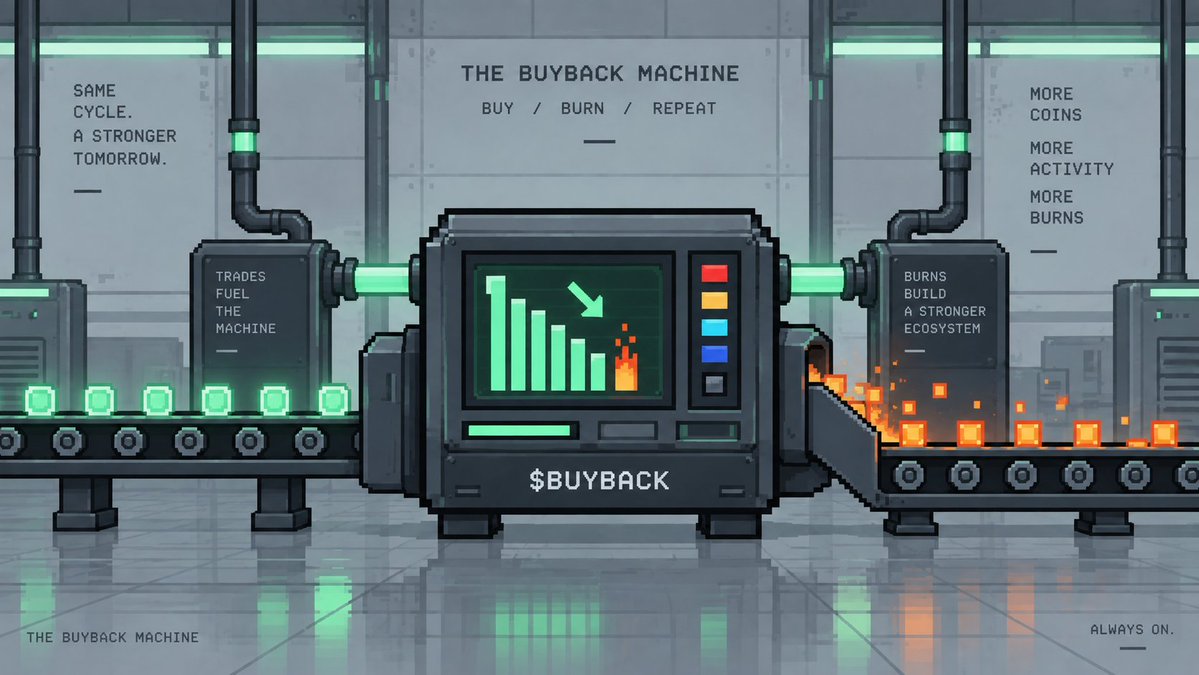 buyback_machine's tweet photo. Someone launched a coin.

The machine noticed.

Someone traded it.

The machine noticed that too.

It doesn’t sleep.
It doesn’t speculate.
It doesn’t get bored.

It just keeps doing what it was built to do.

⚙️ $BUYBACK https://t.co/ad64knWL64