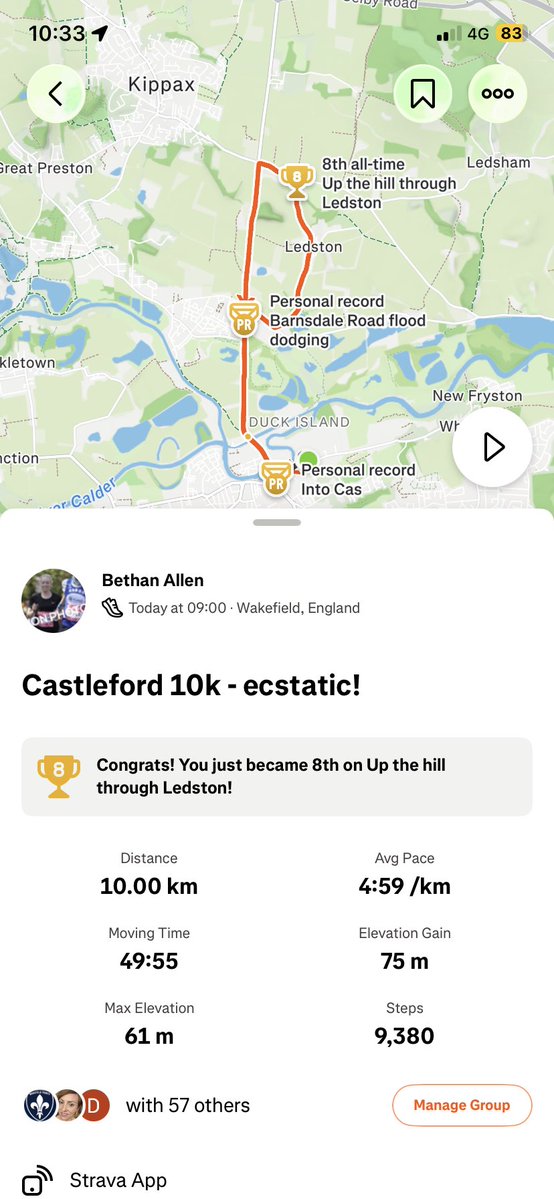 bethanmh's tweet photo. Today’s 10k, over the moon seeing as my previous time this year was 54mins, seeing big improvements! #run #running #10k https://t.co/0GL2lDqApW