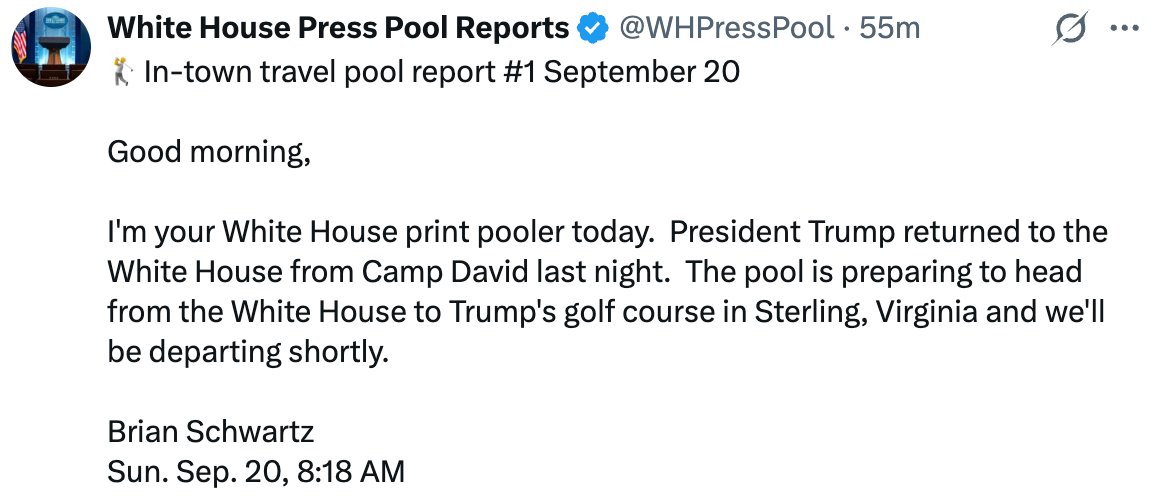 Mollyploofkins's tweet photo. Another day of golf while the war in the Middle East rages on https://t.co/Bf7DrQg5IY