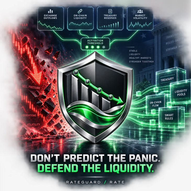 RATEGDRATE's tweet photo. Don’t predict the panic.

Defend the liquidity.

When multiple stress signals reach the activation threshold, the RateGuard treasury can deploy a limited liquidity buffer.

Every action is capped, rules-based and visible on-chain.

$RATE https://t.co/0j8lEYo90t