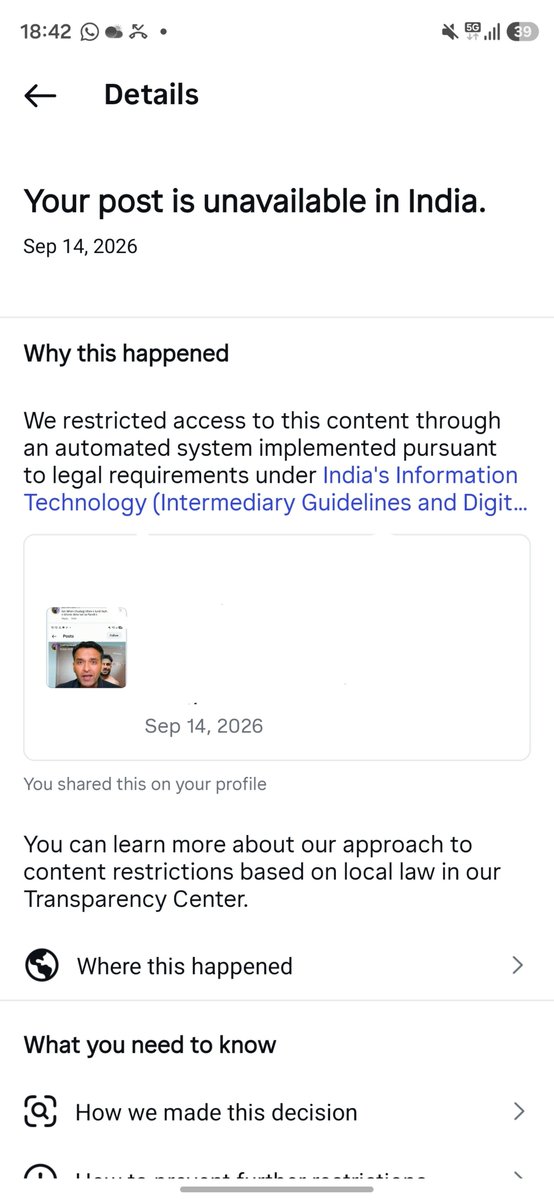 amitkilhor's tweet photo. This is sinister. 
Some gymbro abused me. 
I made a video. 

India's IT department restricted that. 

A personal video. 
Not related to govt at all. 
And govt restricted that.. 

Can anyone be helpful enough to tell me why this video was restricted? https://t.co/JQkBIjoxTN