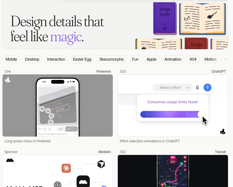 voidyaps's tweet photo. absolutely goated ui design / animation collections you should use:

- Rare UI ( https://t.co/vPoOzWsrDS )
- Obsidian UI ( https://t.co/wqUkp0yXcy )
- Design Spells ( https://t.co/O3qDWiyUqs )
- Transitions(.)dev  ( https://t.co/ZgWtscEyvo ) https://t.co/AnG0tzG8sC
