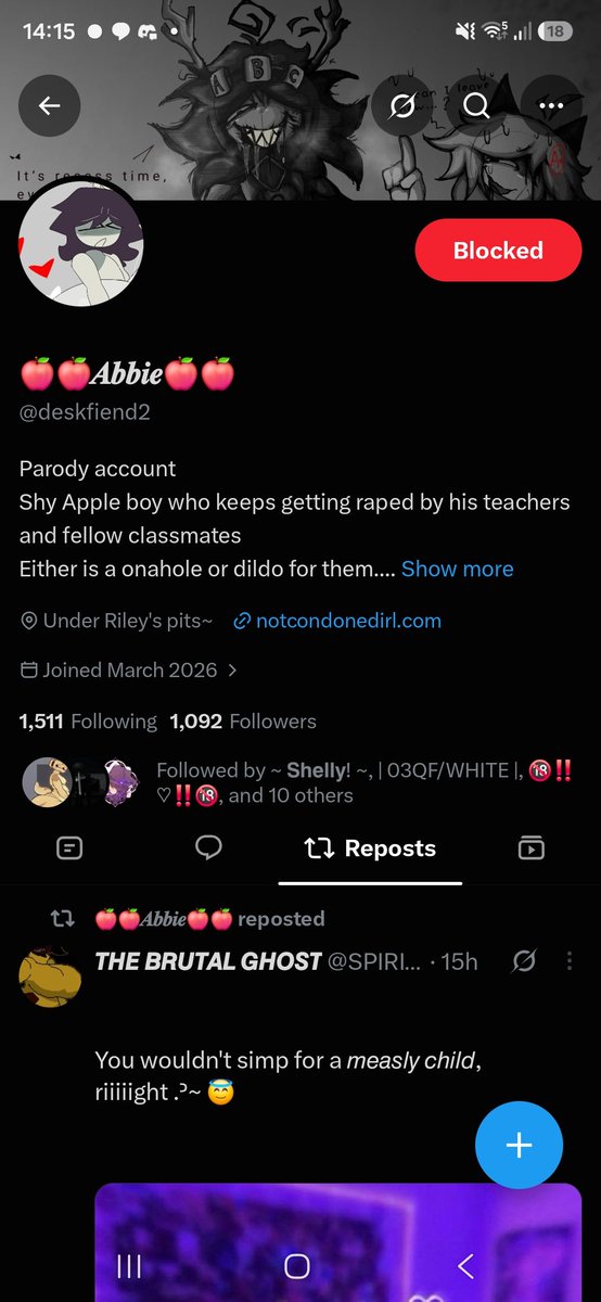 silencedcomedy's tweet photo. Yeah im gonna just lowk block people apart of the FPE side of NSFW twt, cause after consideration, most of these muses are literally MINORS,and some of the muns like kids or proceed to be friends with ppl who like kids. GGs chat, only one person unfollowed them. // https://t.co/C93X8VcWyO
