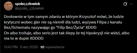 MultiKamn's tweet photo. Może i nagrywają 20-sty film na Filipa, ale ty nawet 1 nie obejrzałeś. Bo gdybyś to zrobił, to byś wiedział, że Filip ma kanał Bez/Życia i byś nie musiał takich bzdur wypisywać, za które btw nawet nie przeprosiłeś, tylko usunąłeś i udajesz, że to się nie wydarzyło. https://t.co/YrEVIZNVyE