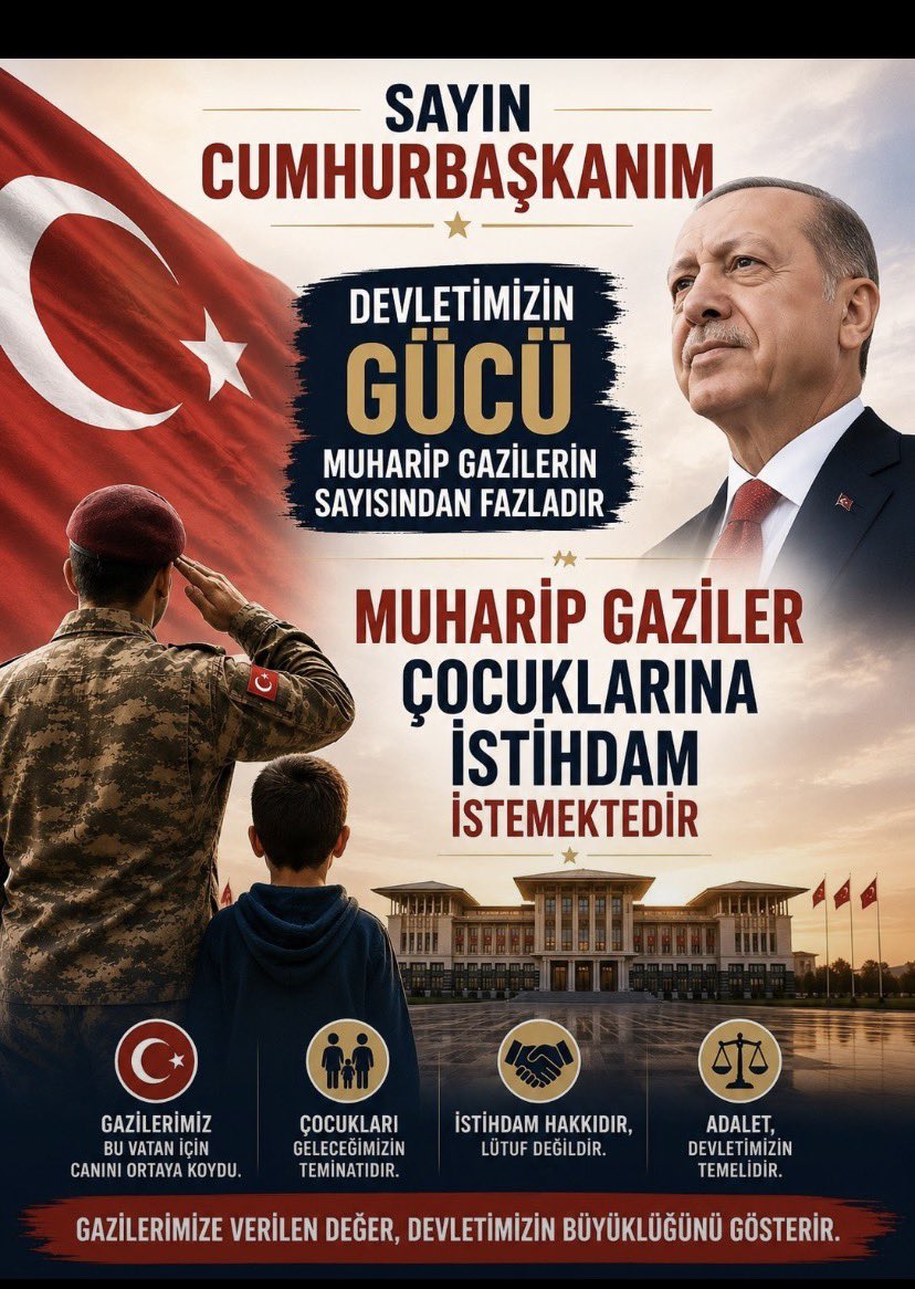 Ceren9110533591's tweet photo. UNUTMA, UNUTTURMA!
Cebinde şeref madalyası taşıyan Muharip Gazinin evladı, kamuda istihdam hakkından muaf tutulamaz. Vatan savunmasında ayrım olmadığı gibi vefada da ayrım olamaz! 🇹🇷
#MuharipGaziÇocuklarınaİstihdam #19EylülGazilerGünü #GazilerGünü https://t.co/zvwy9rMtmi