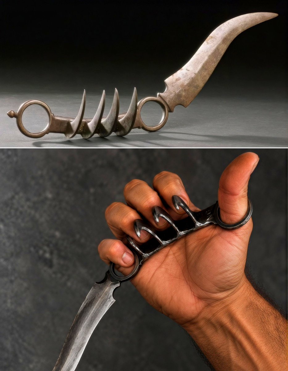 SatavahanasIN's tweet photo. Tiger Claw (Wāghnakh) with a Dagger

Maharaṭṭā Empire, 1800 https://t.co/rVE4uGYsj4
