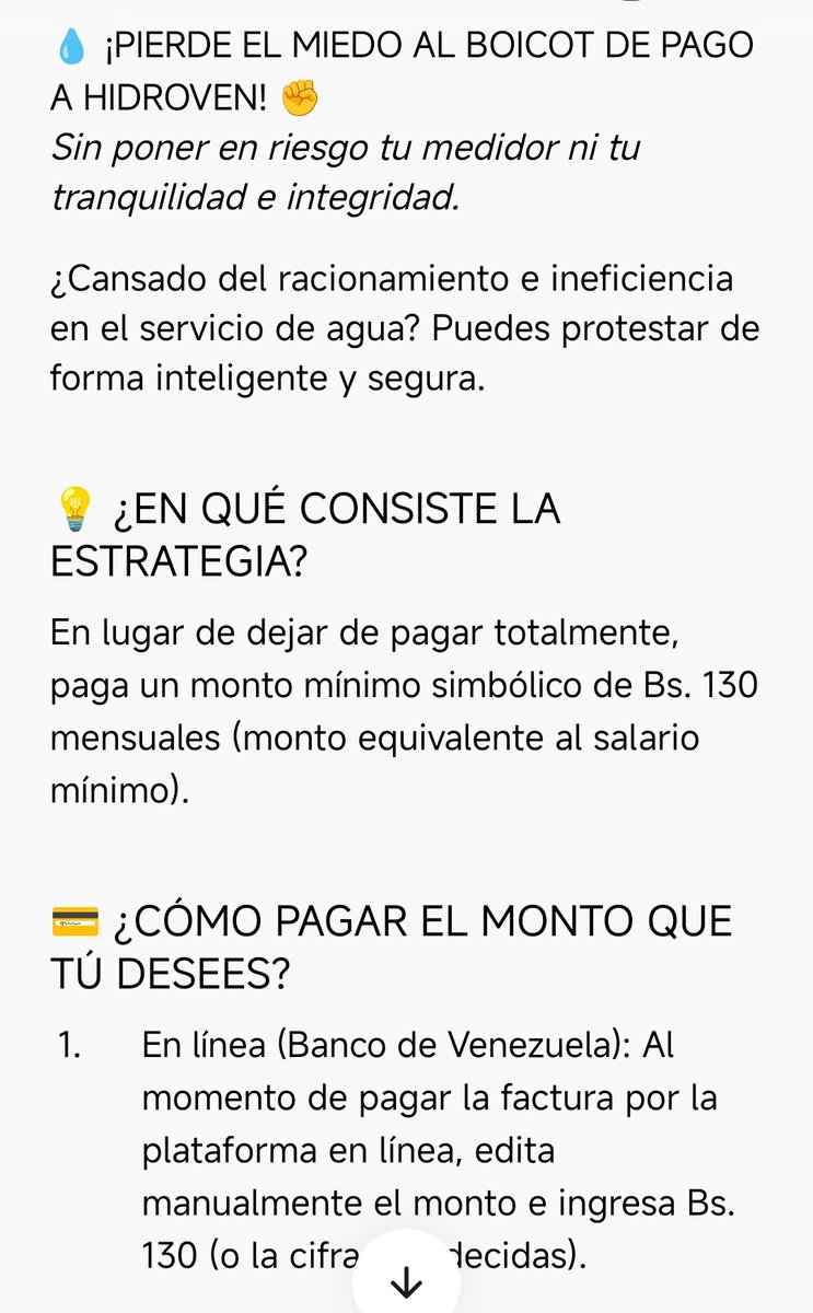 benelizabm's tweet photo. ¿Cansados del racionamiento de agua?
Podemos protestar de forma inteligente y segura
BOICOT INTELIGENTE #BoicotAHidroven
PAGAR UN MONTO SIMBÓLICO ES SEGURO Y EFECTIVO
#AguaParaElPueblo #ServiciosPublicos #DDHH #Caracas
@hidroven_ve @HidrovenOficial @ReporteYa @ServPublicosVe https://t.co/u9YvLteLg2