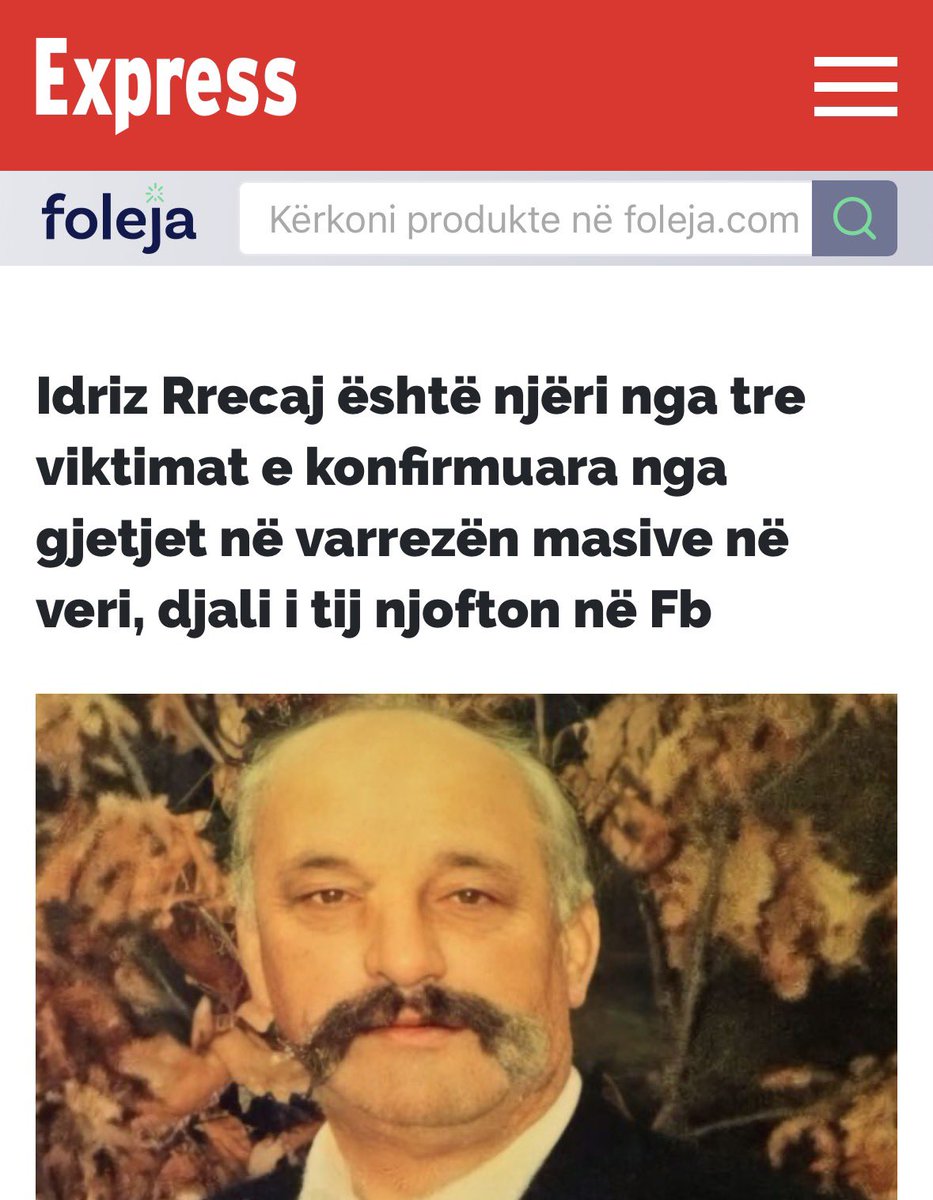 ShkodranHoti's tweet photo. Idriz Rrecaj është një nga viktimat e para që është identifikuar nga gërmimet në varrezën masive në Zubin-Potok. Ai është pjesë e atij që njihej si "Grupi i Intelektualëve". https://t.co/S9fcCMSwWF