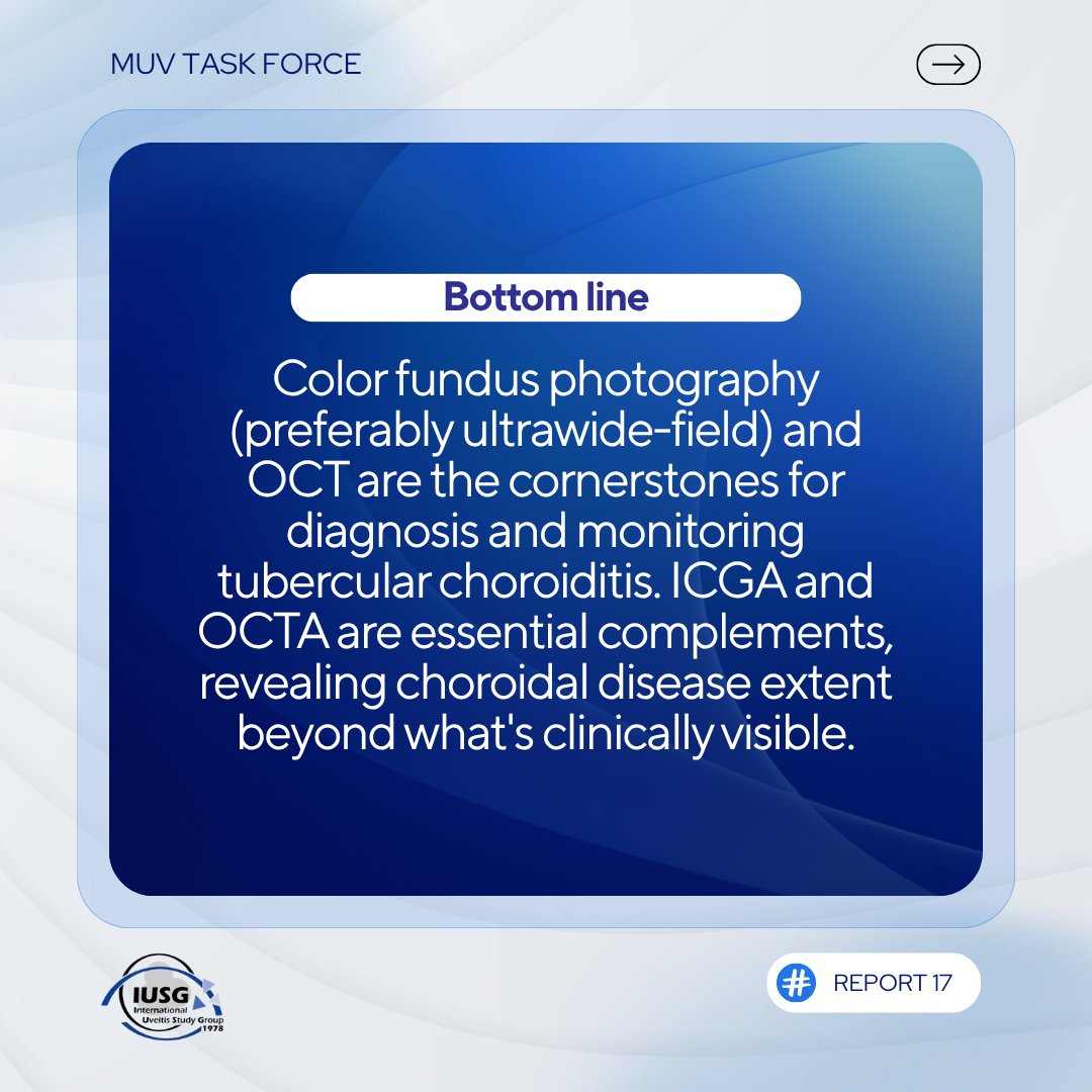 iusg_official's tweet photo. This report brings together a systematic review and structured consensus voting from an international expert panel with recommendations 

Read the full report via the link, and follow the IUSG for future reports: https://t.co/moHf769WLh

#Uveitis #Retina #TubercularChoroiditis https://t.co/4B3POO6NMJ