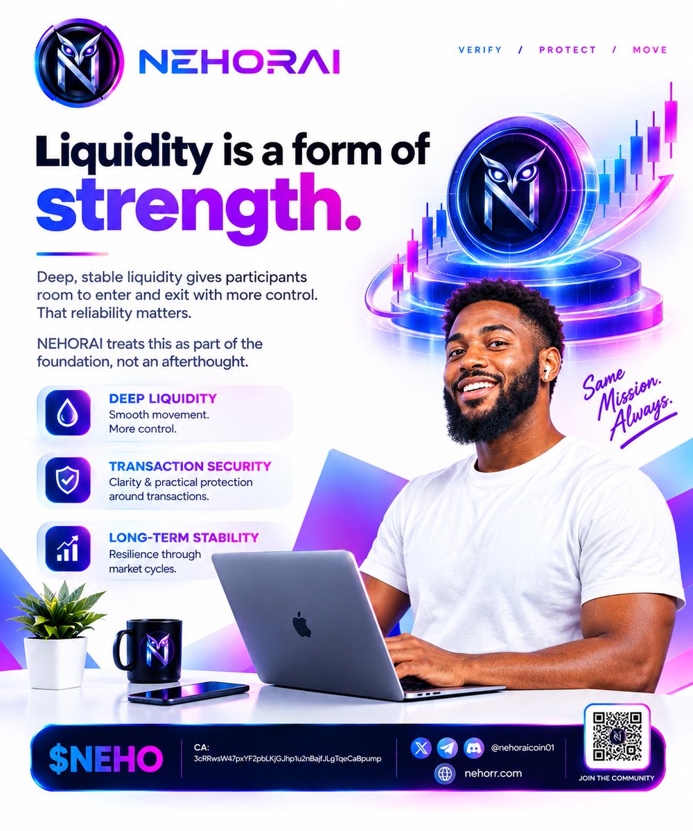 Nehoraicoin01's tweet photo. Liquidity is a form of strength.
It allows value to move with less friction and more control. 

NEHORAI treats solid liquidity as part of the foundation supporting clarity and practical protection around transactions.

$NEHO 
CA: 3cRRwsW47pxYF2pbLKjGJhp1u2nBajfJLgTqeCaBpump https://t.co/6JqilHO791