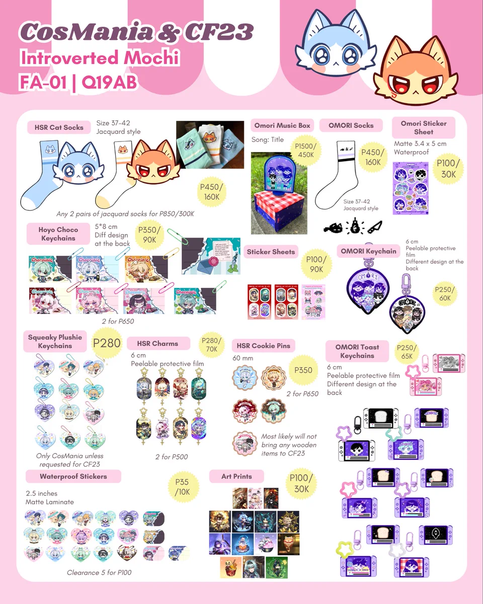 Introverted Mochi| CosMania & CF23 on X: "Other items for CosMania! For ...