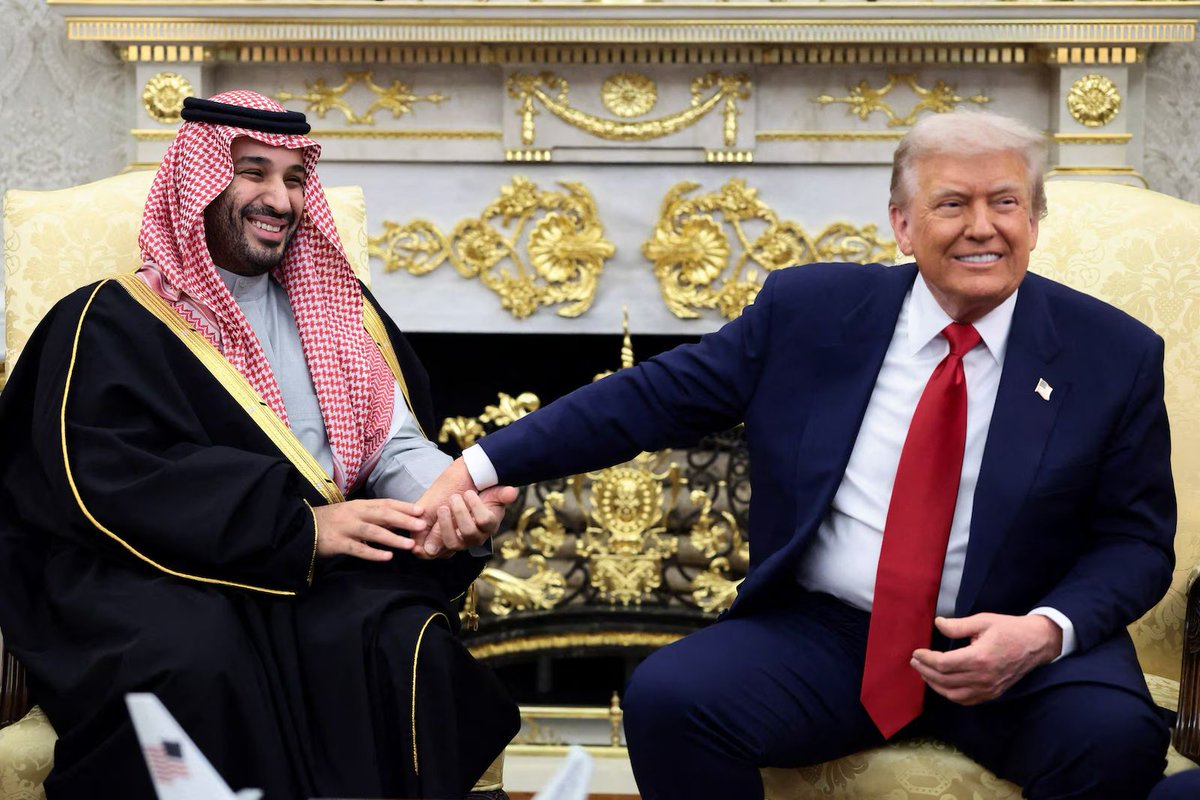 MarioNawfal's tweet photo. 🇺🇸🇸🇦🇨🇳 Trump seems to have given MBS a list of DEMANDS before he agrees to bomb the Houthis... 🤣

Saudi's been desperate for help with its feisty neighbors, with MBS calling Trump numerous times and even enlisting Israel for valuable intel.

Last night, we got alerts all over the region, and Trump RUSHED to the White House, indicating imminent strikes.

Now, Saudi SUDDENLY pulls away from a Chinese-led anti-dollar initiative. Why??

Looks like a quid pro quo to me...

Guess we'll know soon enough.

Source: Financial Times / Writer: Michael