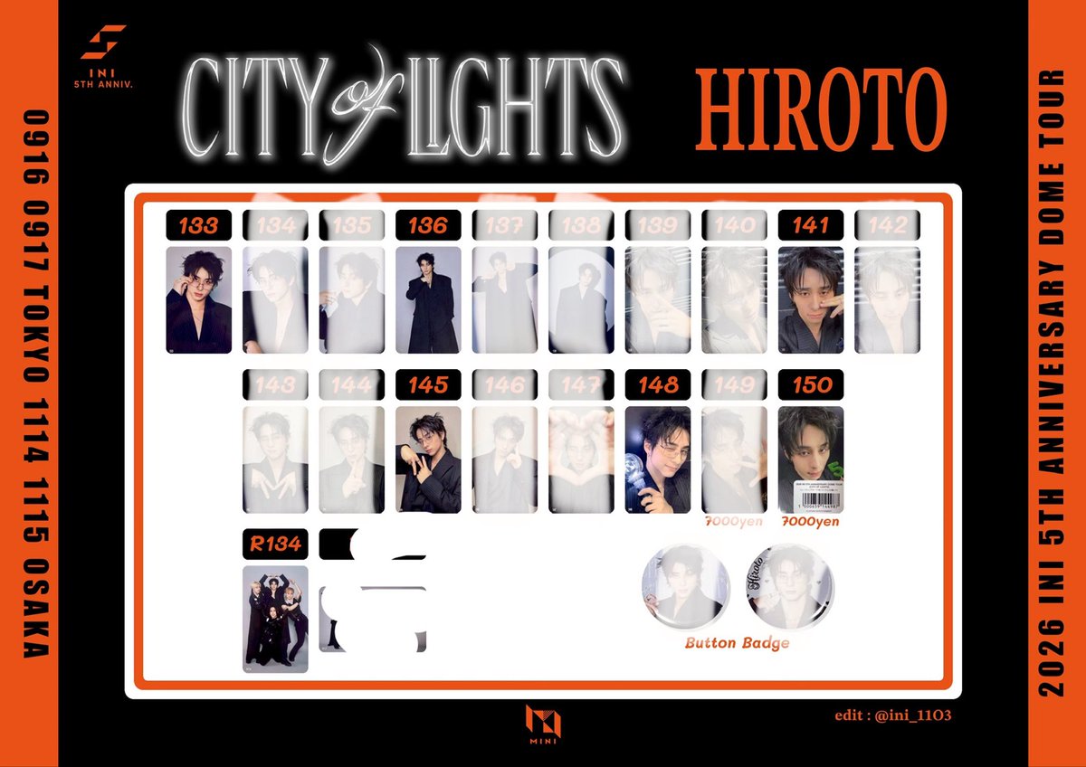 leehati33's tweet photo. INI CITY OF LIGHTS 交換 トレカ カプセルトイ
【譲】
画像1枚目
木村 田島 シュウ 許 髙塚 後藤 藤牧 尾崎 佐野 池﨑 松田 

【求】
画像2枚目
西 133 136 141 145 148 150 R134

3枚目CAP ACRYLIC STAND 西（トレカとの交換）

異種交換検討します
インガ手渡しor郵送での交換希望です🙇🏻‍♀️

#INI交換 https://t.co/OtcE1waLsK