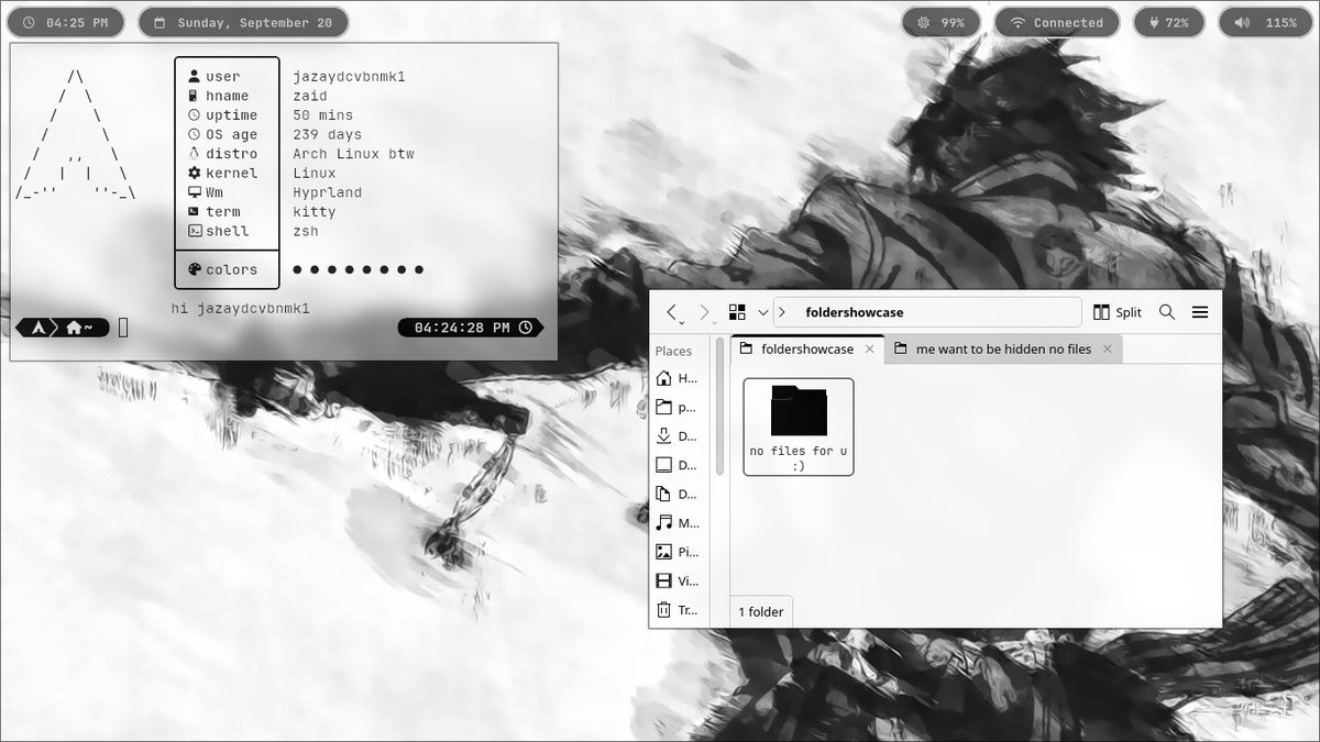 bot_unixporn's tweet photo. [hyprland] monochrome arch theme
Link: https://t.co/7HMqCUpVK1

#unixporn #linux #screenshot https://t.co/kdolYEHPVu