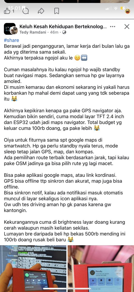 fdmncfdmnc's tweet photo. Asli coy, beberapa minggu lalu lewat di fesnuk driver ojol bikin gps tracker pake alat sederhana. Alasannya biar hp dia gak kepanasan dan cepet rusak kalo ditaro di motor. Anjir cangggih coyyyyy https://t.co/l4Ar3TDWyf