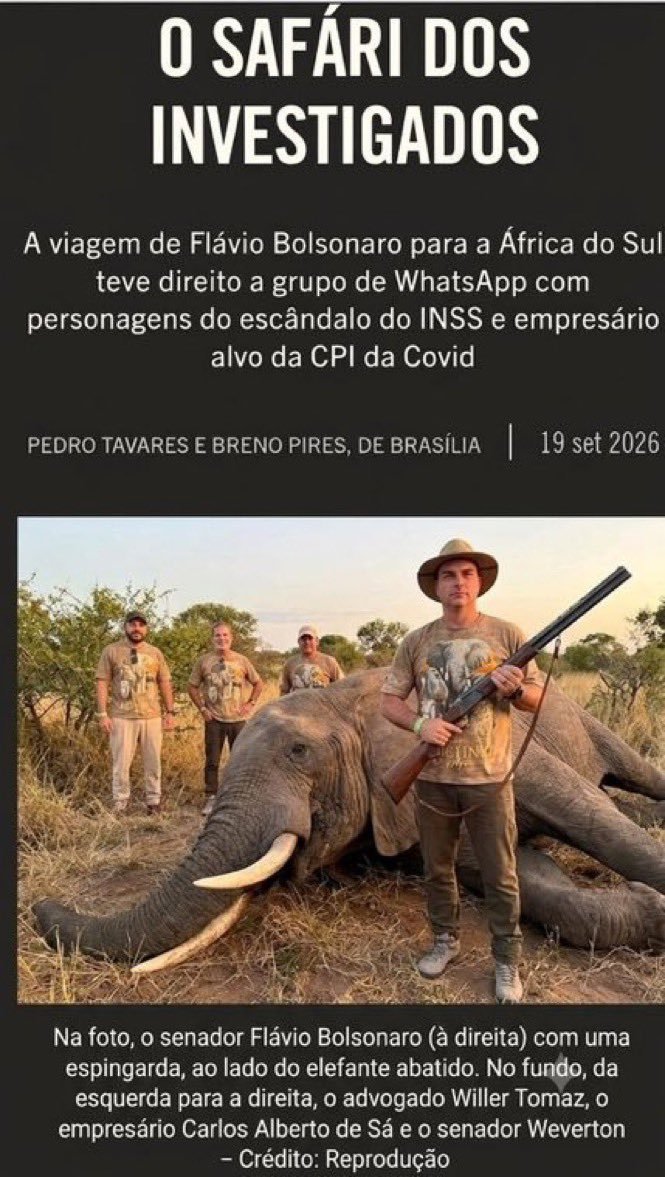 ValriaMont72680's tweet photo. Além de ladrão do INSS também e assassino de animais na África https://t.co/aJNMDgMNNz