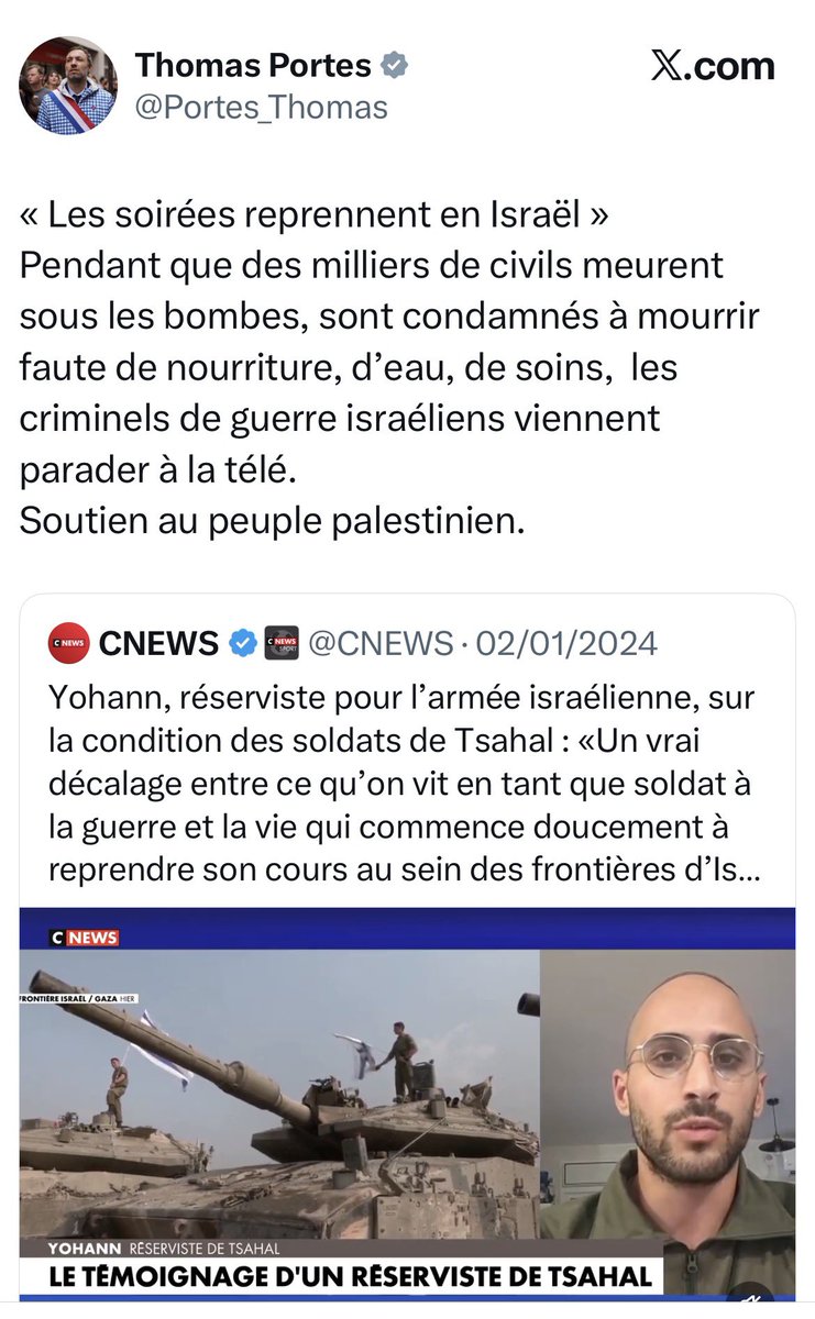 SlMONWEINBERG's tweet photo. 🔴 La fin du totem de l'immunité pour le député Thomas Portes? 

Contrairement a ses affirmations, Thomas Portes n'est pas poursuivi pour avoir "dénoncé les crimes de guerre de Tsahal à Gaza" mais pour avoir qualifié un soldat réserviste de l'armée Israélienne de criminel de guerre

La fébrilité derrière la posture : Thomas Portes appelle a un grand rassemblement devant le Palais de Justice. L'agitation militante à la porte du tribunal constitue ainsi la dernière cartouche pour masquer la fragilité d'un dossier où le droit strict menace de l'emporter sur la rhétorique politique. Une démonstration de force trahit une conscience aigüe du risque juridique.