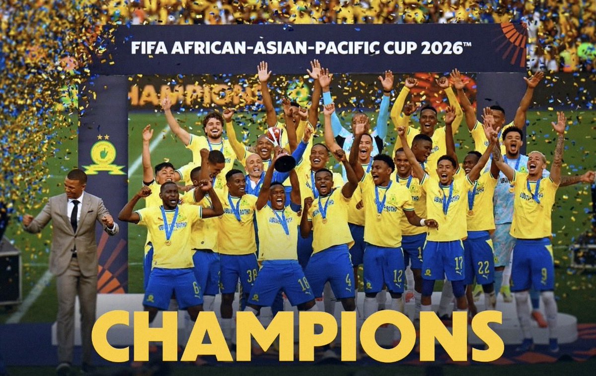 BergMasandawana's tweet photo. Congratulations Masandawana 🇿🇦
4 months ago we conquered Africa and won the CAF CL.

First time Nr1 on the CAF ranking.

Yesterday we took it a step further and won the FIFA African-Asian-Pacific Cup.

On population - it means we are Champions of 78% of the world 😂
#masandawana https://t.co/VWSggGjoPL