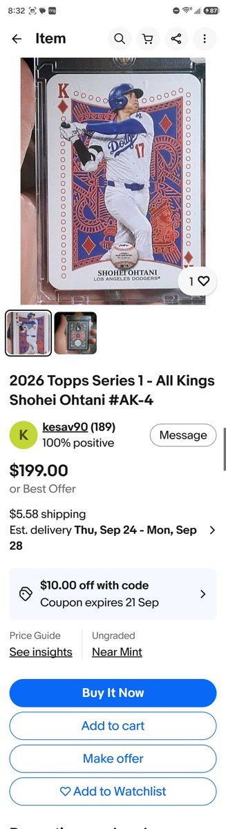 FattyMatty1982's tweet photo. @CardPurchaser I had no idea Topps released a white all kings in 2026 series 1. It's an error card too. Since the back says "All All Kings".  A steal at $199. https://t.co/D42PF8PeIk