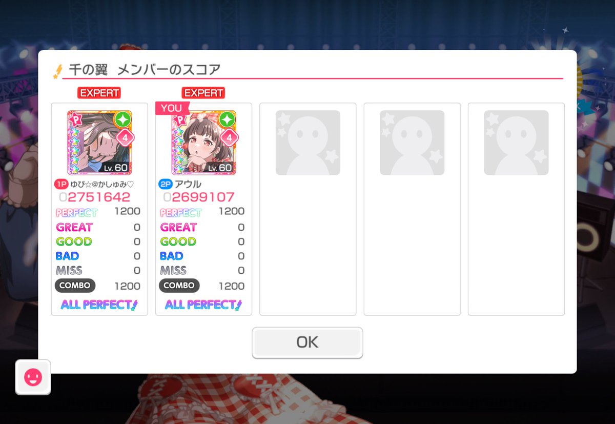 H1L_666's tweet photo. #バンドリ #ガルパ
#千の翼AP千回チャレンジ 

APカウント：38
最高連続AP：13
現在連続AP：13

久々に @yupi_714 とガルパやってツインで出た！
ありがと〜 https://t.co/OowEJsNE4D