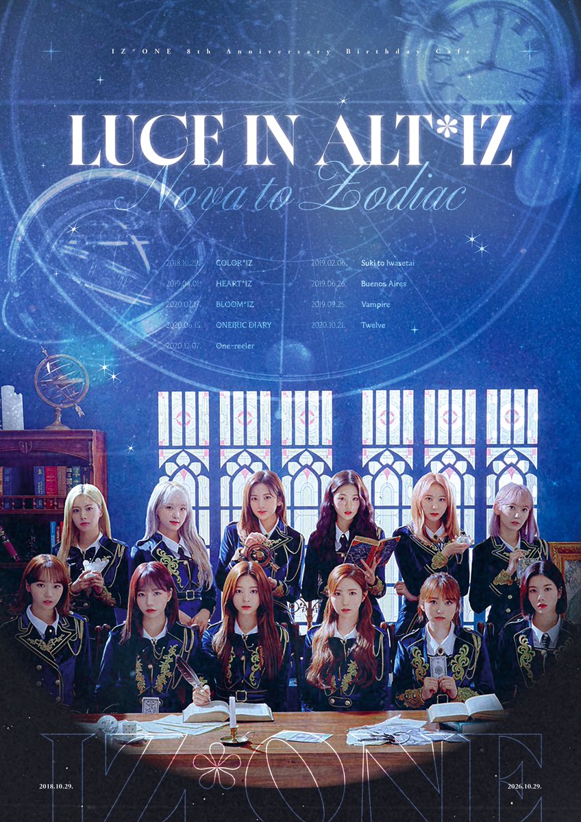 IZONE8TH's tweet photo. Nova to zodiac

아이즈원 8주년 기념 카페
<LUCE IN ALT*IZ>

아이즈원의 데뷔 8주년을 맞이하여
델루나 카페 &amp;갤러리에서
아이즈원 데뷔 8주년 기념카페를 진행합니다.

📍 2026. 10. 24 ~ 10. 29  10:00~20:00
📍 델루나 카페&amp;갤러리

#rt 추첨을 통해 소정의 선물을 보내드립니다
#IZONE #IZONE8th https://t.co/NIG2dX9m2n